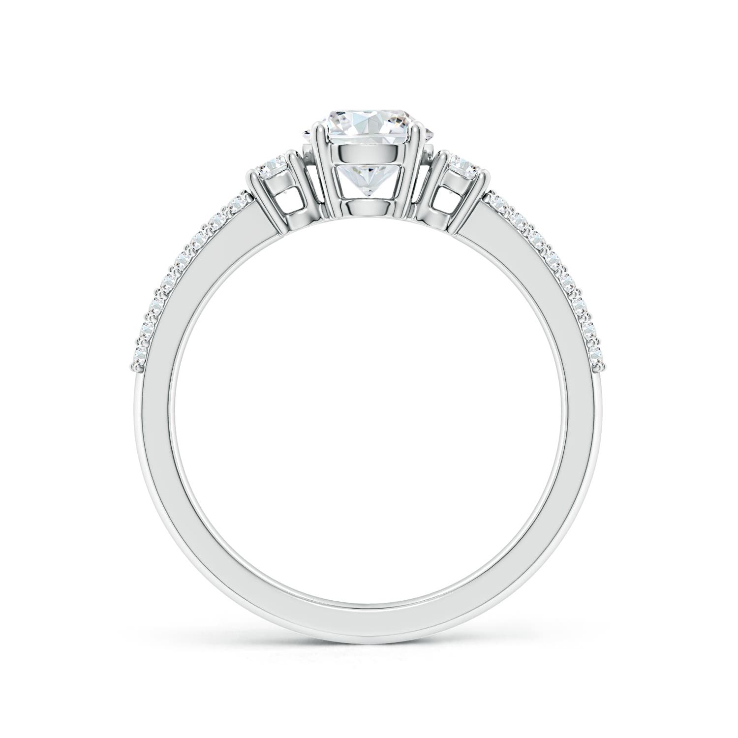 5.9mm FGVS Lab-Grown Round Diamond Side Stone Knife-Edge Shank Engagement Ring in P950 Platinum
