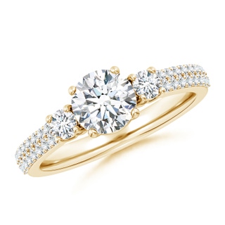 6.5mm FGVS Lab-Grown Round Diamond Side Stone Knife-Edge Shank Engagement Ring in 18K Yellow Gold