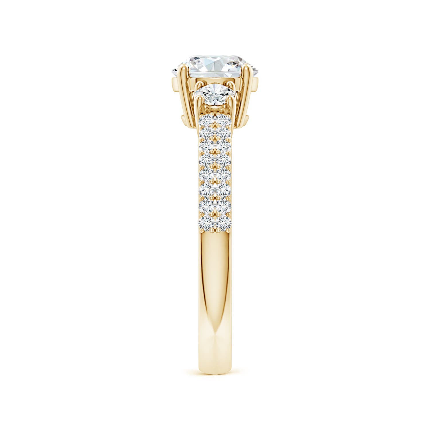 6.5mm FGVS Lab-Grown Round Diamond Side Stone Knife-Edge Shank Engagement Ring in 18K Yellow Gold - side 4