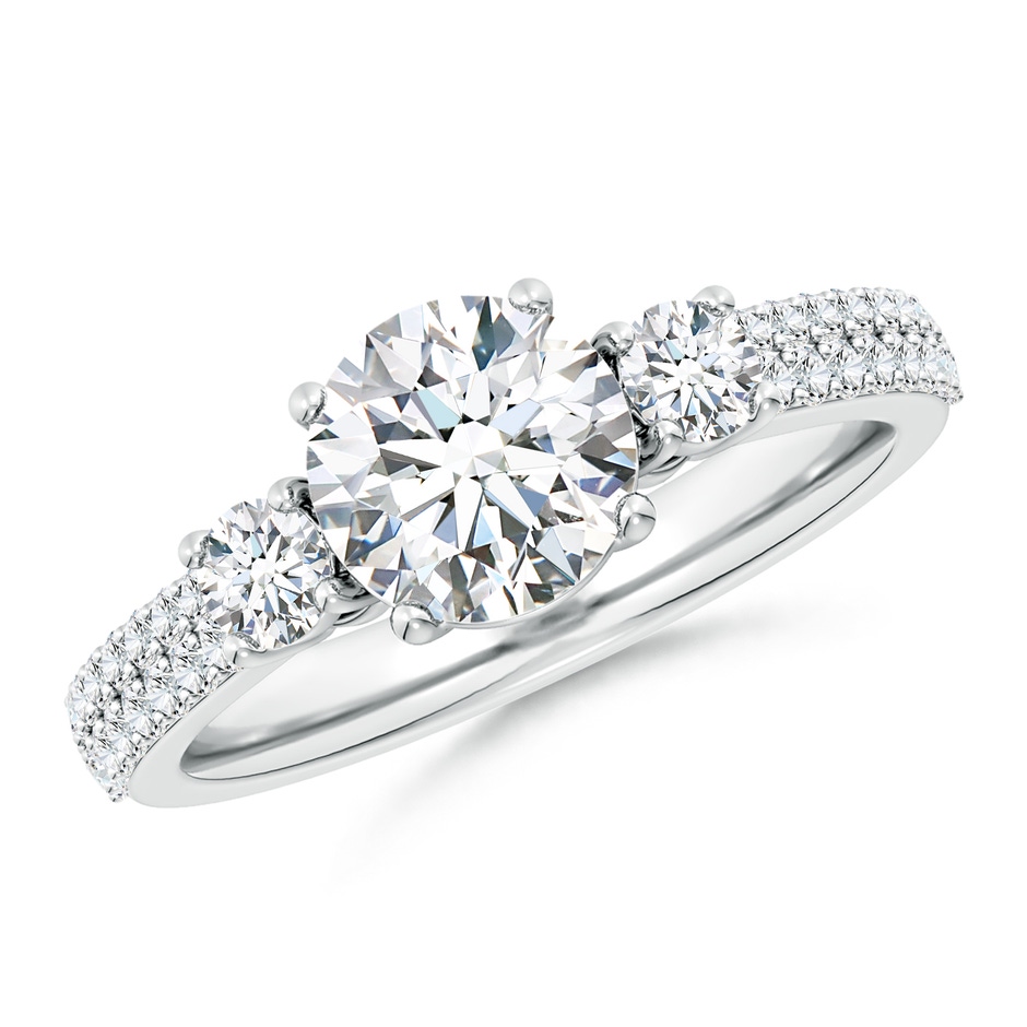 7.4mm FGVS Lab-Grown Round Diamond Side Stone Knife-Edge Shank Engagement Ring in 18K White Gold 