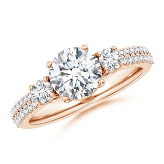 7.4mm FGVS Lab-Grown Round Diamond Side Stone Knife-Edge Shank Engagement Ring in Rose Gold