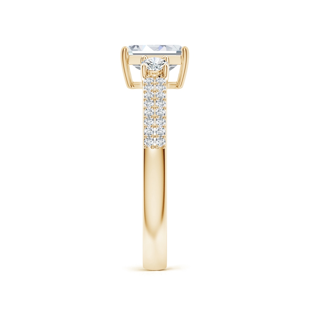 6.5x4.5mm FGVS Lab-Grown Emerald-Cut Diamond Side Stone Knife-Edge Shank Engagement Ring in Yellow Gold Side 299