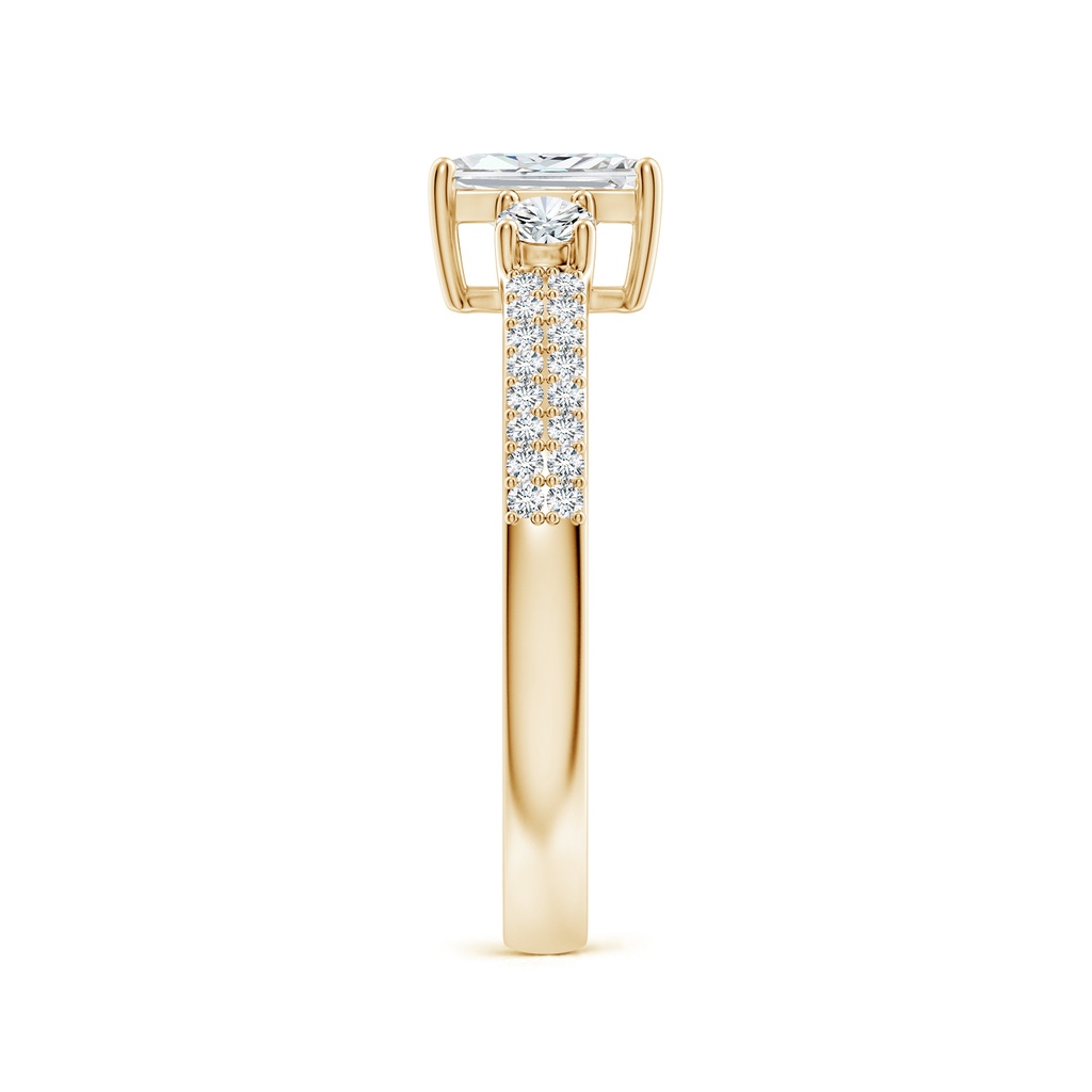 6.5x4.5mm FGVS Lab-Grown Radiant-Cut Diamond Side Stone Knife-Edge Shank Engagement Ring in Yellow Gold Side 299