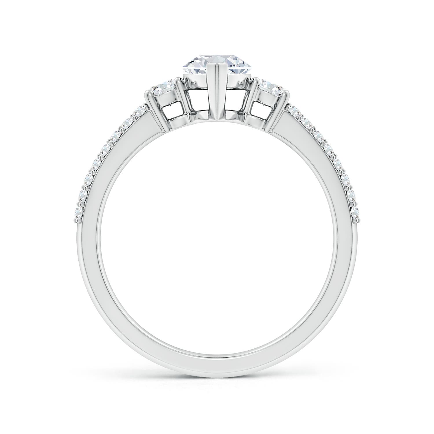 10x5mm FGVS Lab-Grown Marquise Diamond Side Stone Knife-Edge Shank Engagement Ring in 18CT White Gold - side 3