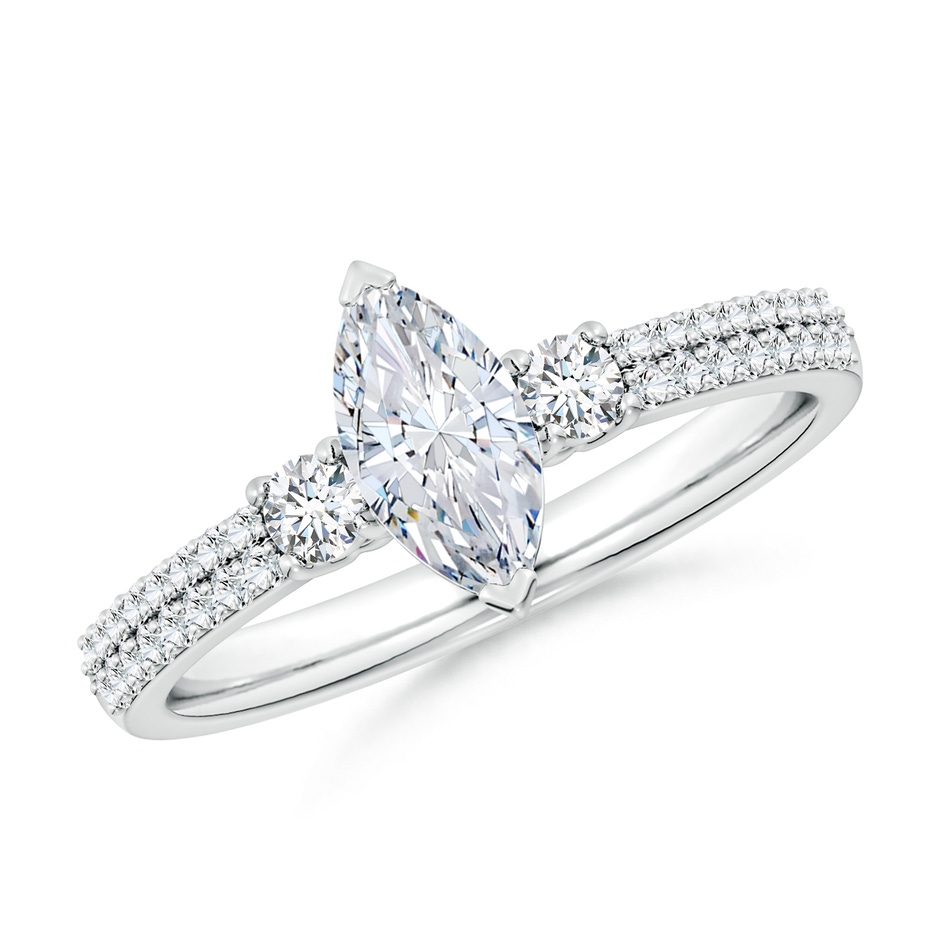 9x4.5mm FGVS Lab-Grown Marquise Diamond Side Stone Knife-Edge Shank Engagement Ring in White Gold 