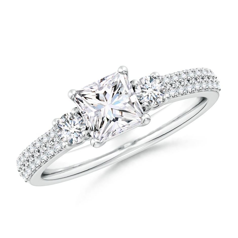 5.5mm FGVS Lab-Grown Princess-Cut Diamond Side Stone Knife-Edge Shank Engagement Ring in P950 Platinum 