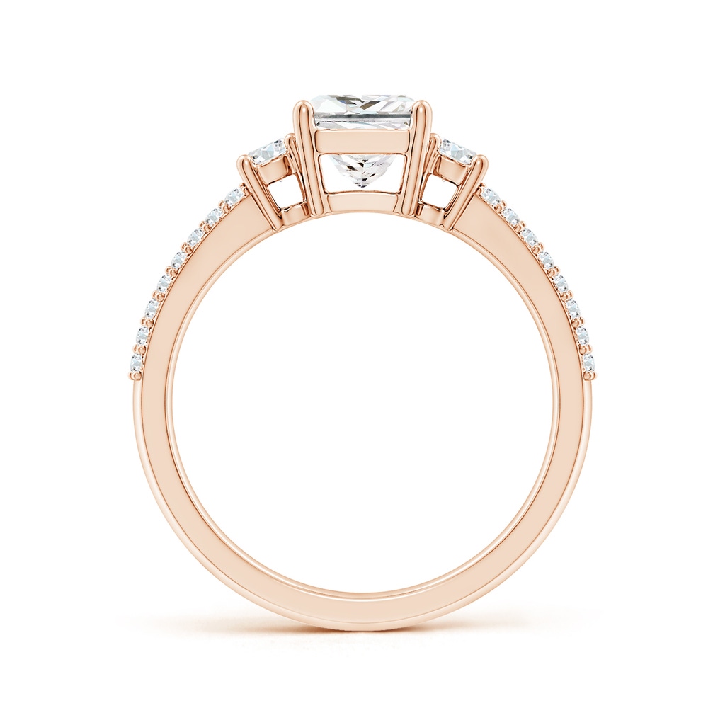 5.5mm FGVS Lab-Grown Princess-Cut Diamond Side Stone Knife-Edge Shank Engagement Ring in Rose Gold Side 199