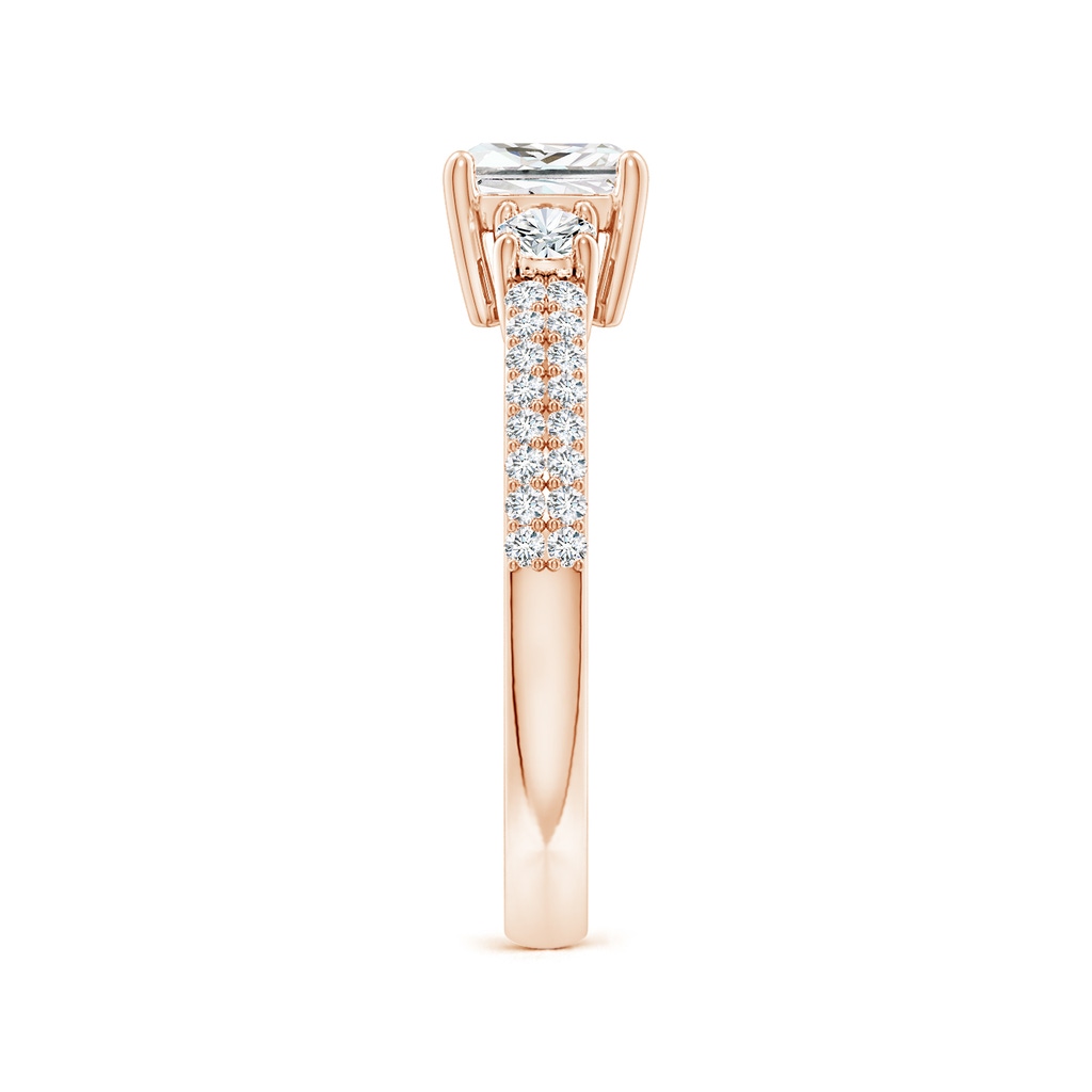 5.5mm FGVS Lab-Grown Princess-Cut Diamond Side Stone Knife-Edge Shank Engagement Ring in Rose Gold Side 299
