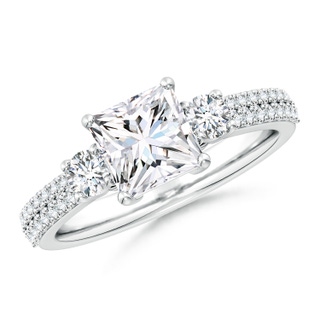 6.5mm FGVS Lab-Grown Princess-Cut Diamond Side Stone Knife-Edge Shank Engagement Ring in P950 Platinum