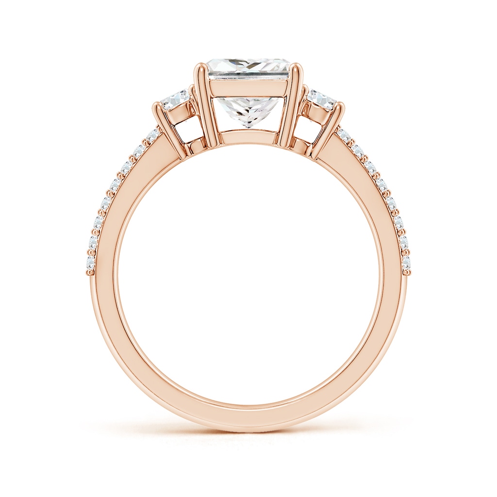 6.5mm FGVS Lab-Grown Princess-Cut Diamond Side Stone Knife-Edge Shank Engagement Ring in Rose Gold Side 199
