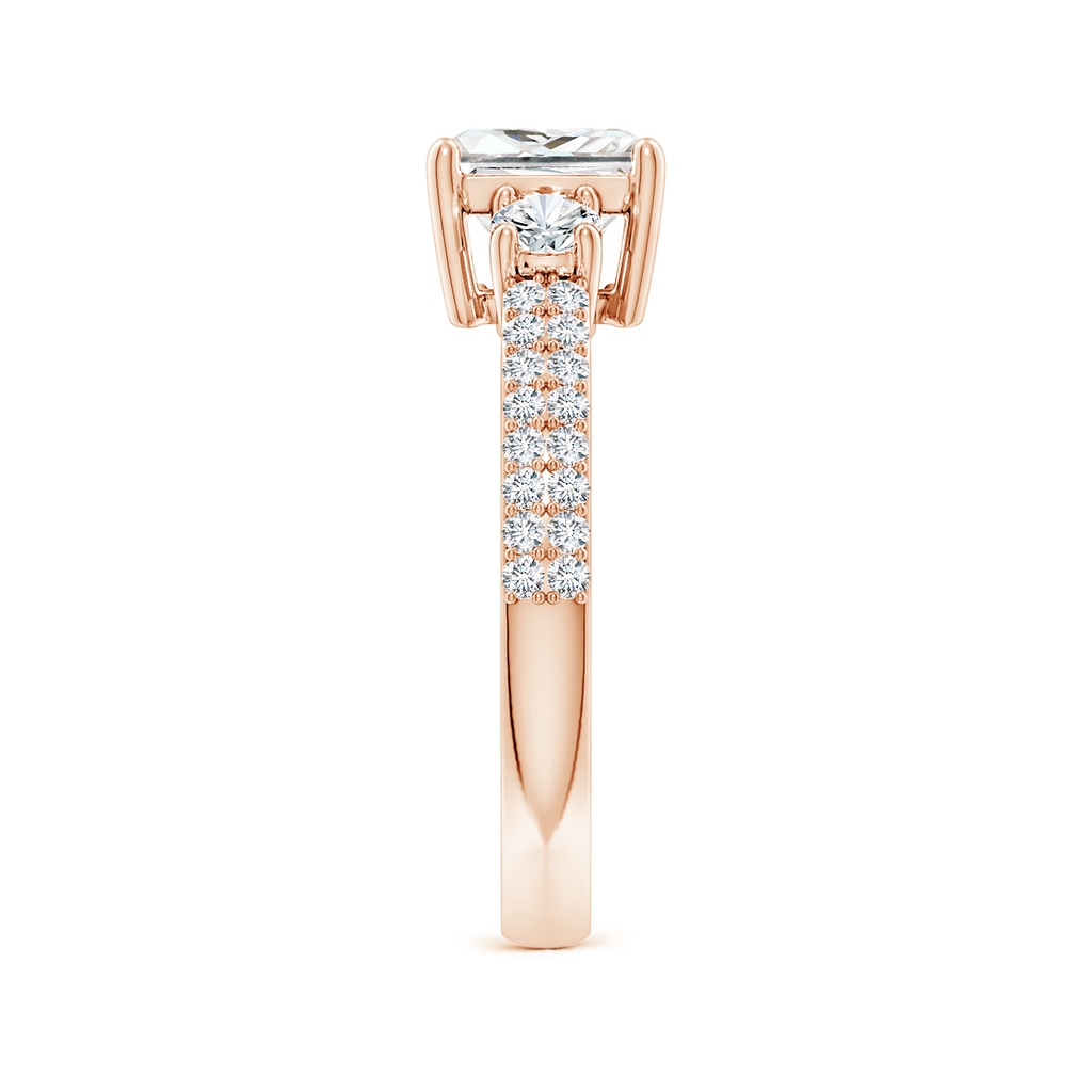 6.5mm FGVS Lab-Grown Princess-Cut Diamond Side Stone Knife-Edge Shank Engagement Ring in Rose Gold Side 299