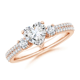 6.5mm FGVS Lab-Grown Heart Diamond Side Stone Knife-Edge Shank Engagement Ring in 10K Rose Gold