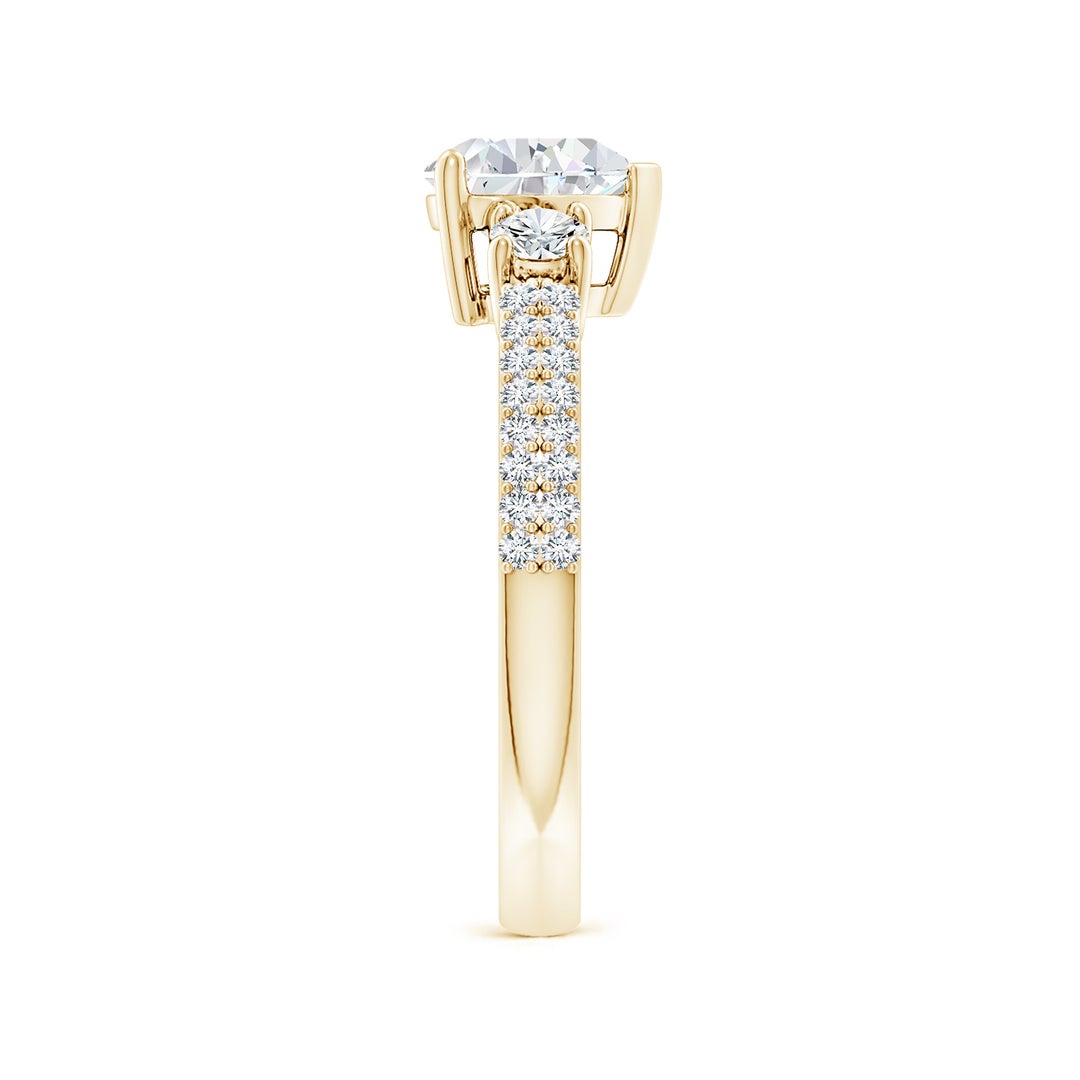 6.5mm FGVS Lab-Grown Heart Diamond Side Stone Knife-Edge Shank Engagement Ring in 18K Yellow Gold - side 4