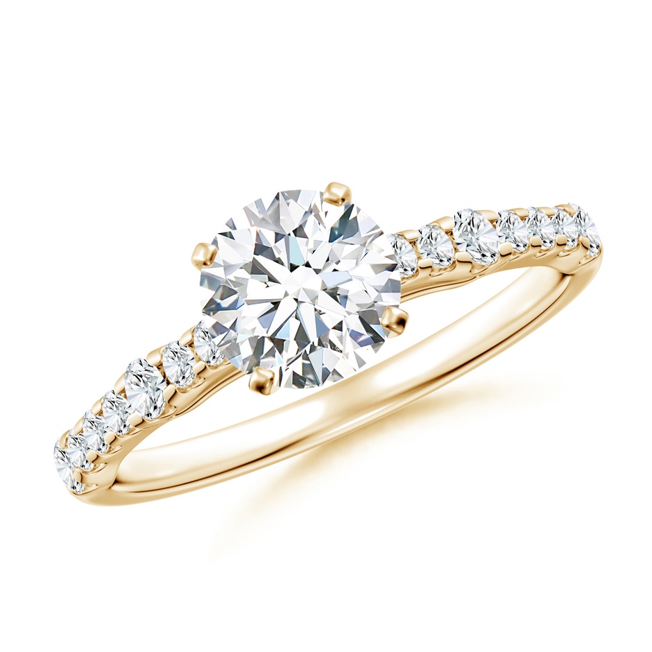 6.5mm FGVS Lab-Grown Solitaire Round Diamond Station Engagement Ring in 10K Yellow Gold 