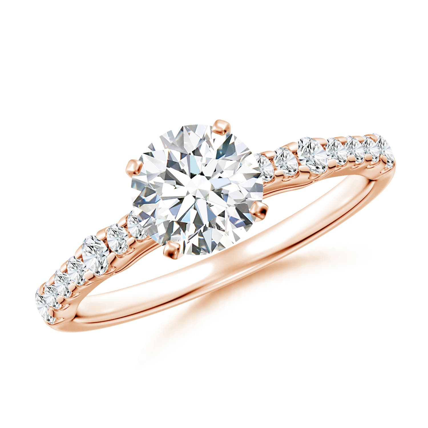6.5mm FGVS Lab-Grown Solitaire Round Diamond Station Engagement Ring in 18CT Rose Gold