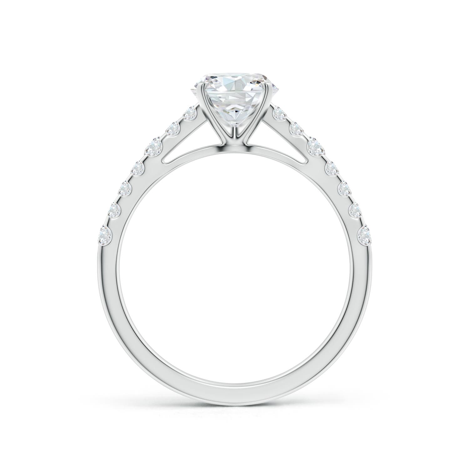 6.5mm FGVS Lab-Grown Solitaire Round Diamond Station Engagement Ring in 18K White Gold