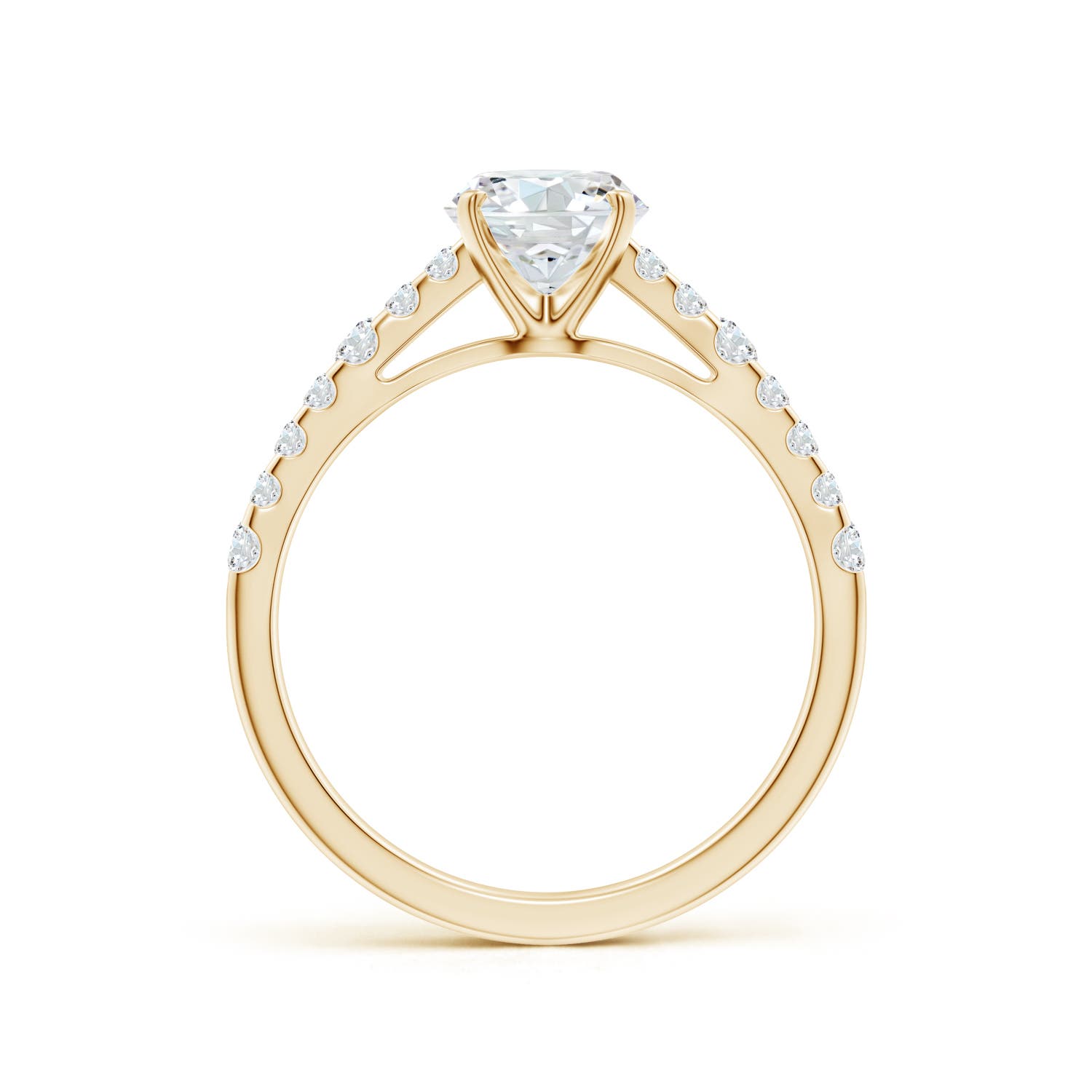 6.5mm FGVS Lab-Grown Solitaire Round Diamond Station Engagement Ring in 18K Yellow Gold