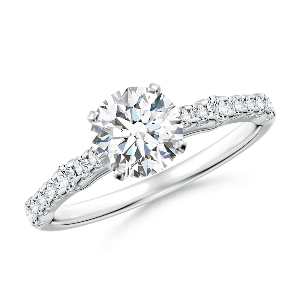 6.5mm FGVS Lab-Grown Solitaire Round Diamond Station Engagement Ring in White Gold