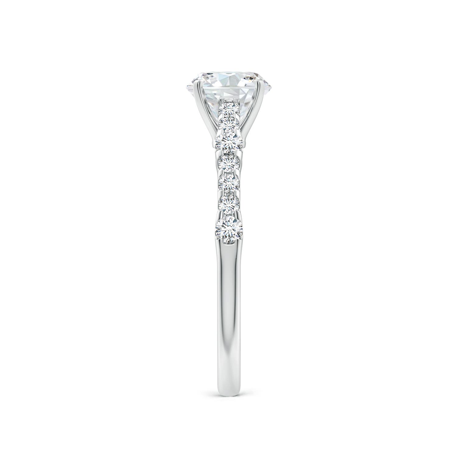 6.5mm FGVS Lab-Grown Solitaire Round Diamond Station Engagement Ring in White Gold - side 4