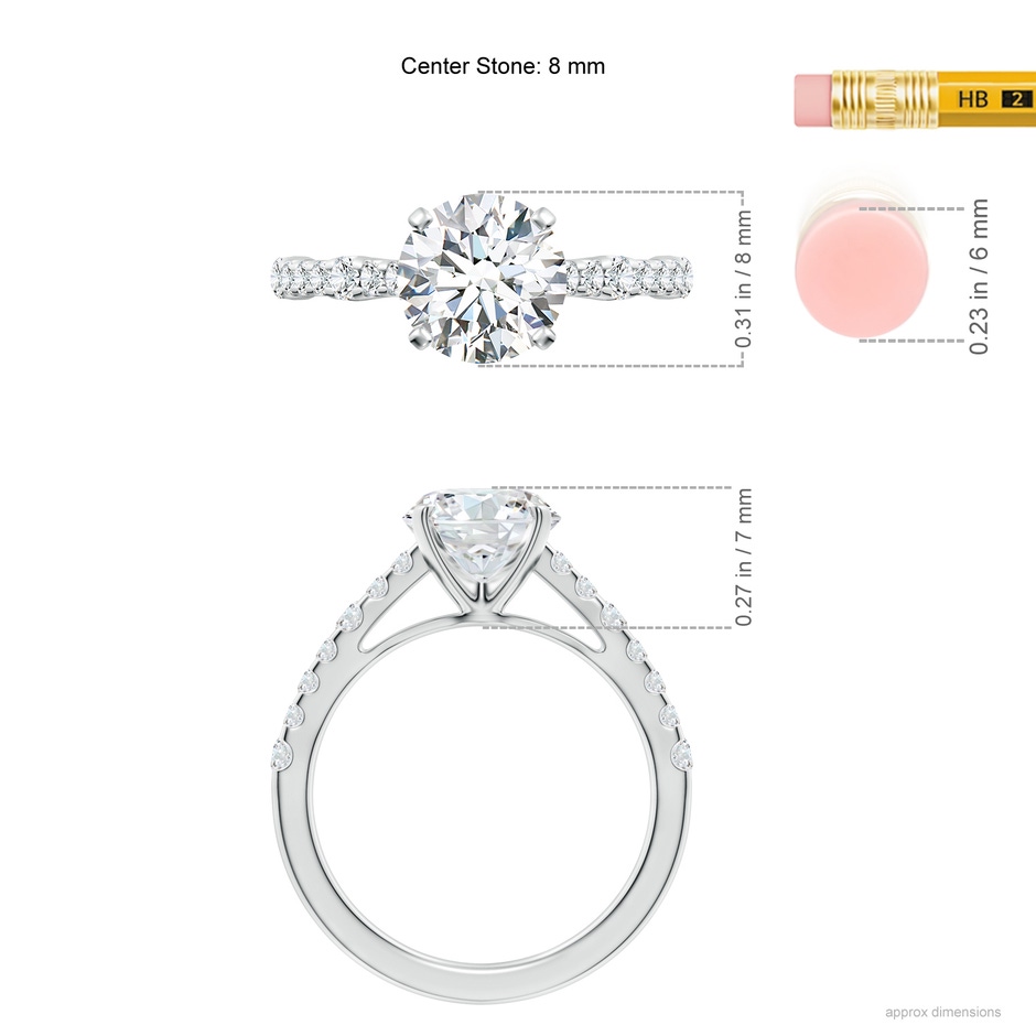 8mm FGVS Lab-Grown Solitaire Round Diamond Station Engagement Ring in P950 Platinum ruler