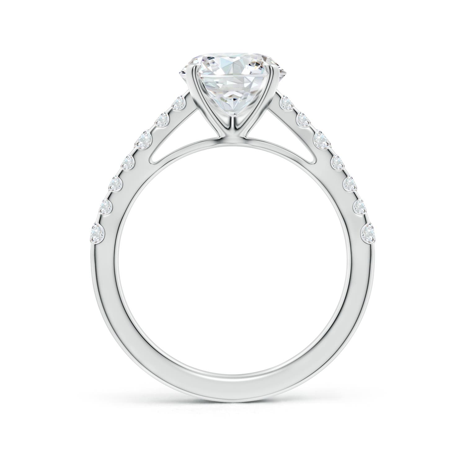 8mm FGVS Lab-Grown Solitaire Round Diamond Station Engagement Ring in White Gold