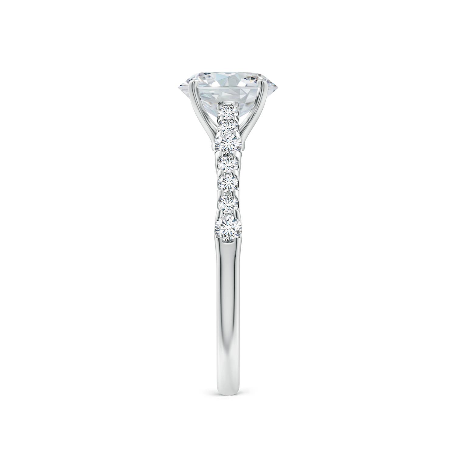 7.7x5.7mm FGVS Lab-Grown Solitaire Oval Diamond Station Engagement Ring in 18K White Gold - side 4