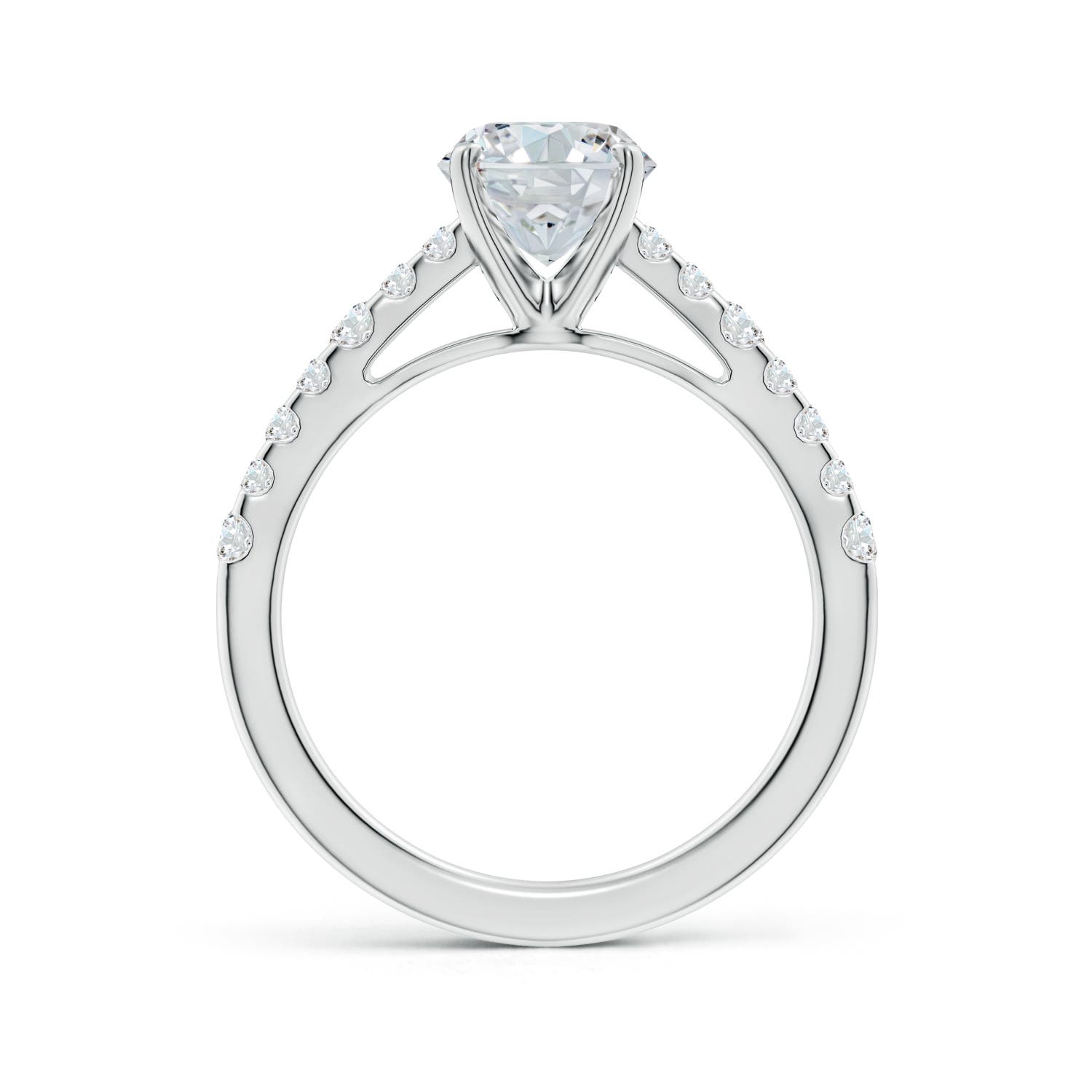 9x7mm FGVS Lab-Grown Solitaire Oval Diamond Station Engagement Ring in White Gold