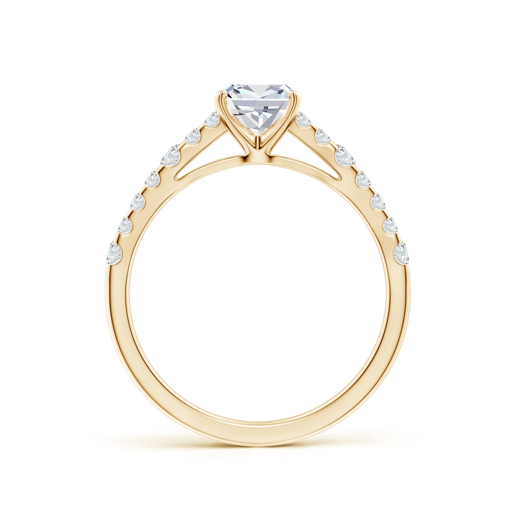 5.5mm FGVS Lab-Grown Solitaire Cushion Diamond Station Engagement Ring in 18K Yellow Gold - side 199
