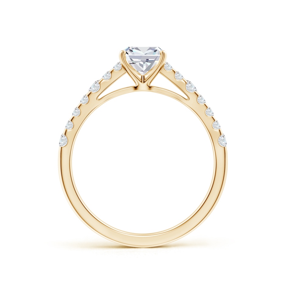 5.5mm FGVS Lab-Grown Solitaire Cushion Diamond Station Engagement Ring in 18K Yellow Gold side 199