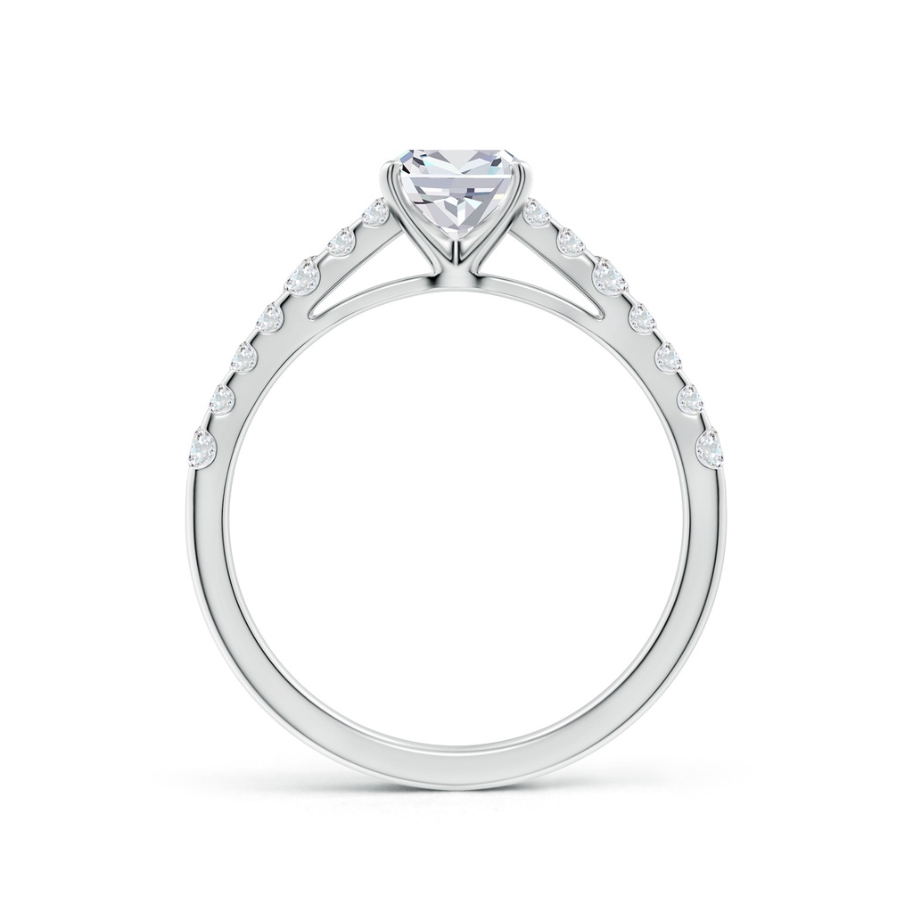 5.5mm FGVS Lab-Grown Solitaire Cushion Diamond Station Engagement Ring in White Gold - side 199