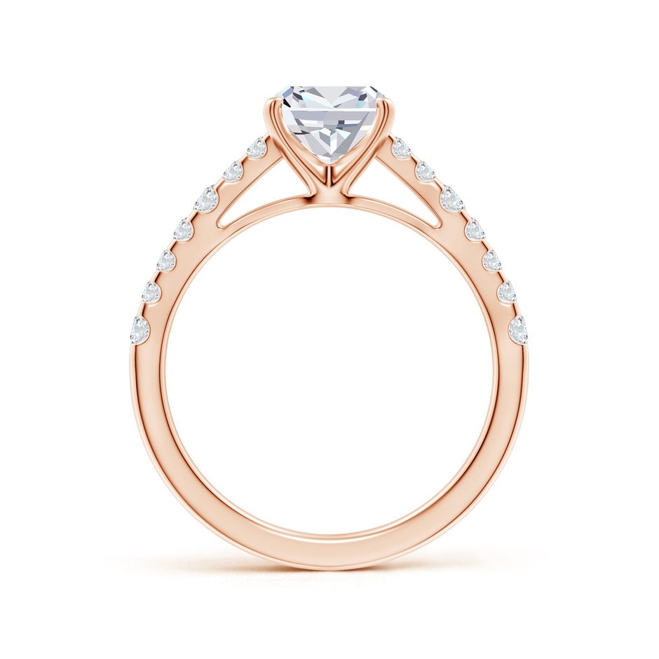6.5mm FGVS Lab-Grown Solitaire Cushion Diamond Station Engagement Ring in 18K Rose Gold side 199