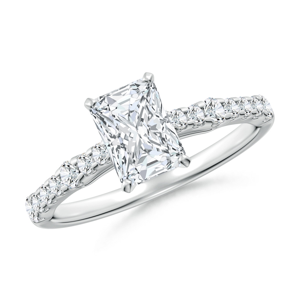 7x5mm FGVS Lab-Grown Solitaire Radiant-Cut Diamond Station Engagement Ring in 18K White Gold