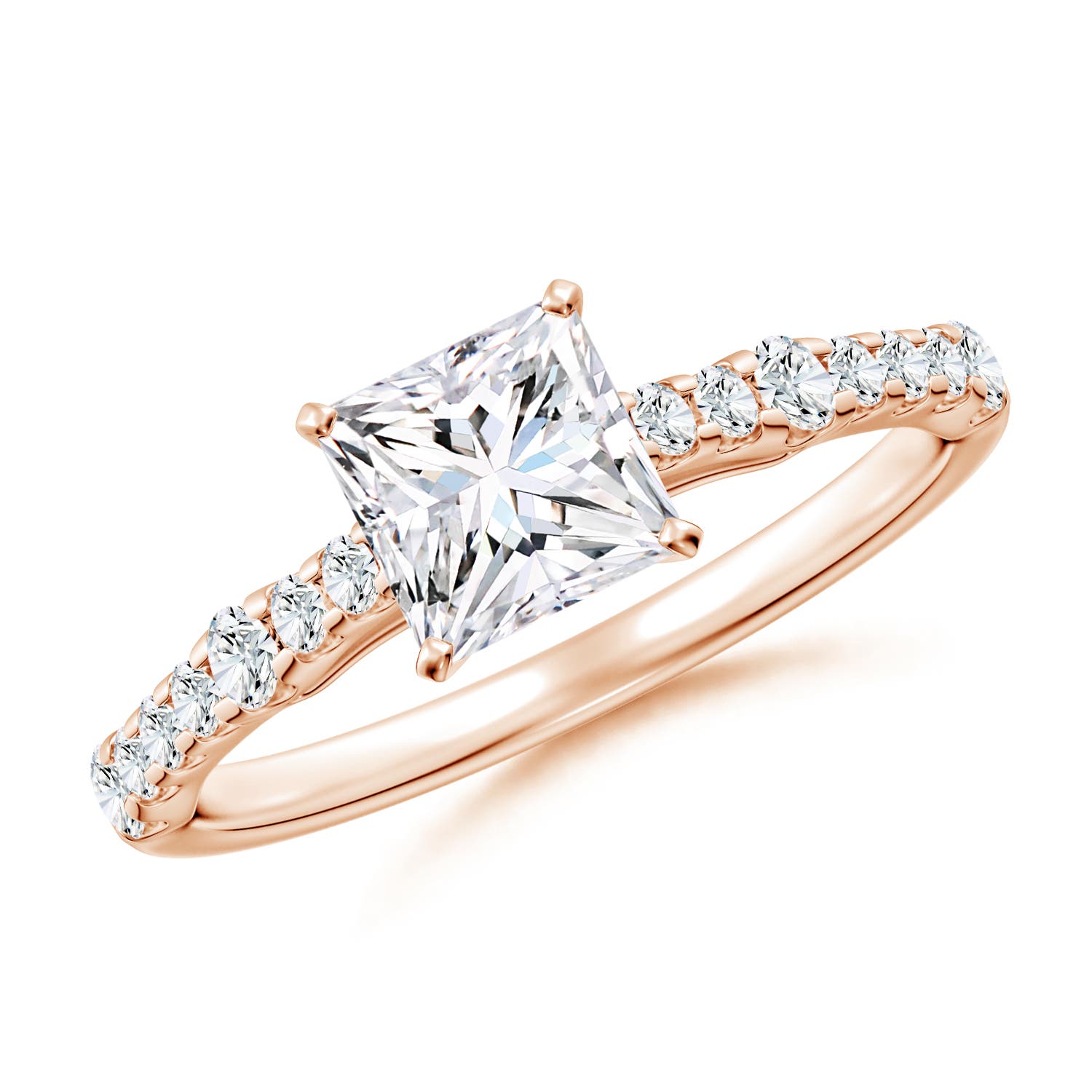 5.5mm FGVS Lab-Grown Solitaire Princess-Cut Diamond Station Engagement Ring in 18CT Rose Gold