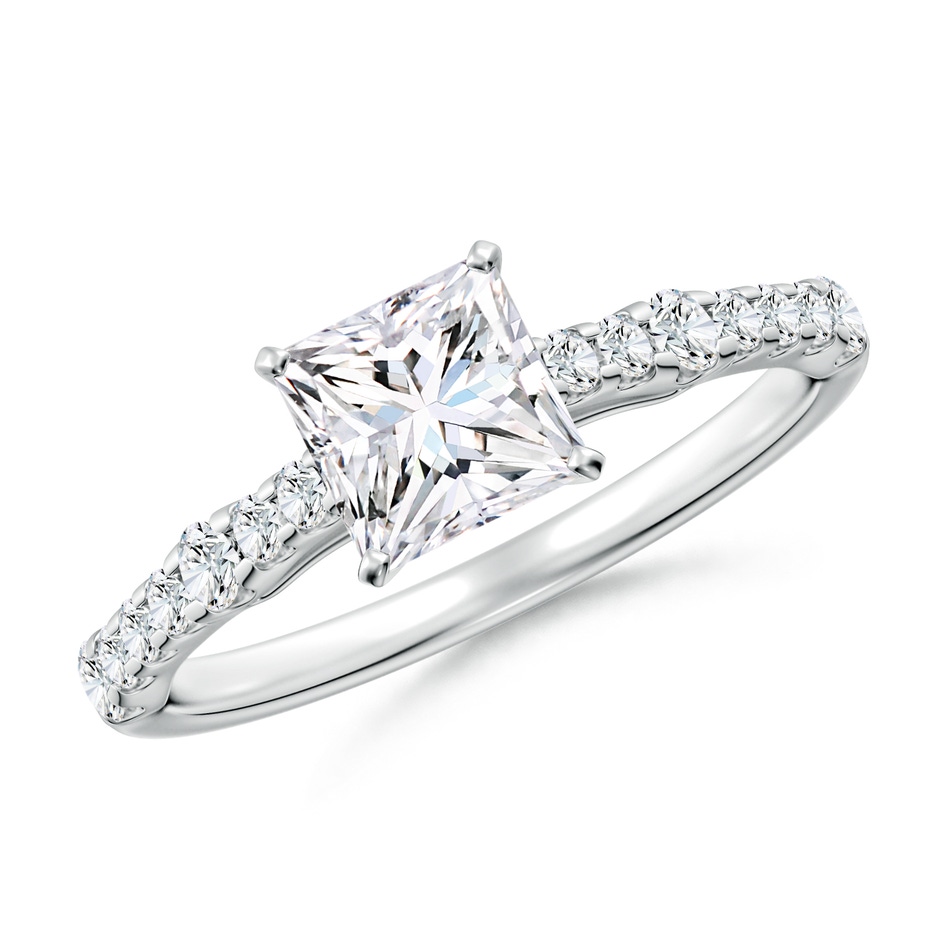 5.5mm FGVS Lab-Grown Solitaire Princess-Cut Diamond Station Engagement Ring in 18K White Gold 