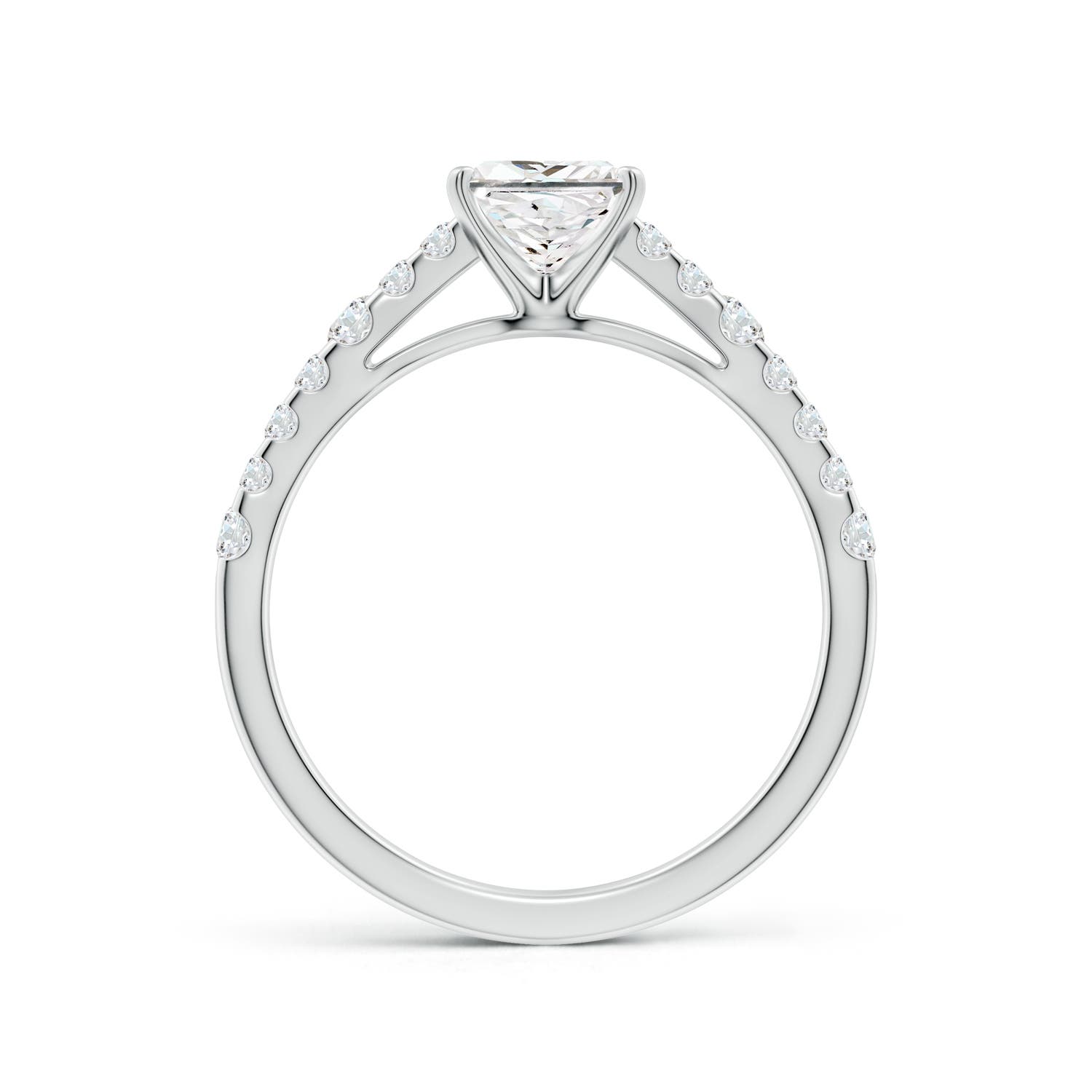 5.5mm FGVS Lab-Grown Solitaire Princess-Cut Diamond Station Engagement Ring in 18K White Gold
