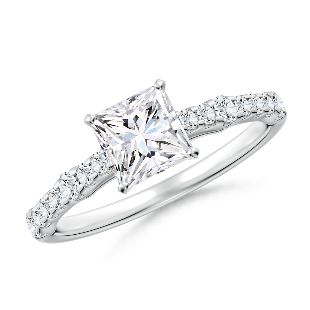 5.5mm FGVS Lab-Grown Solitaire Princess-Cut Diamond Station Engagement Ring in White Gold