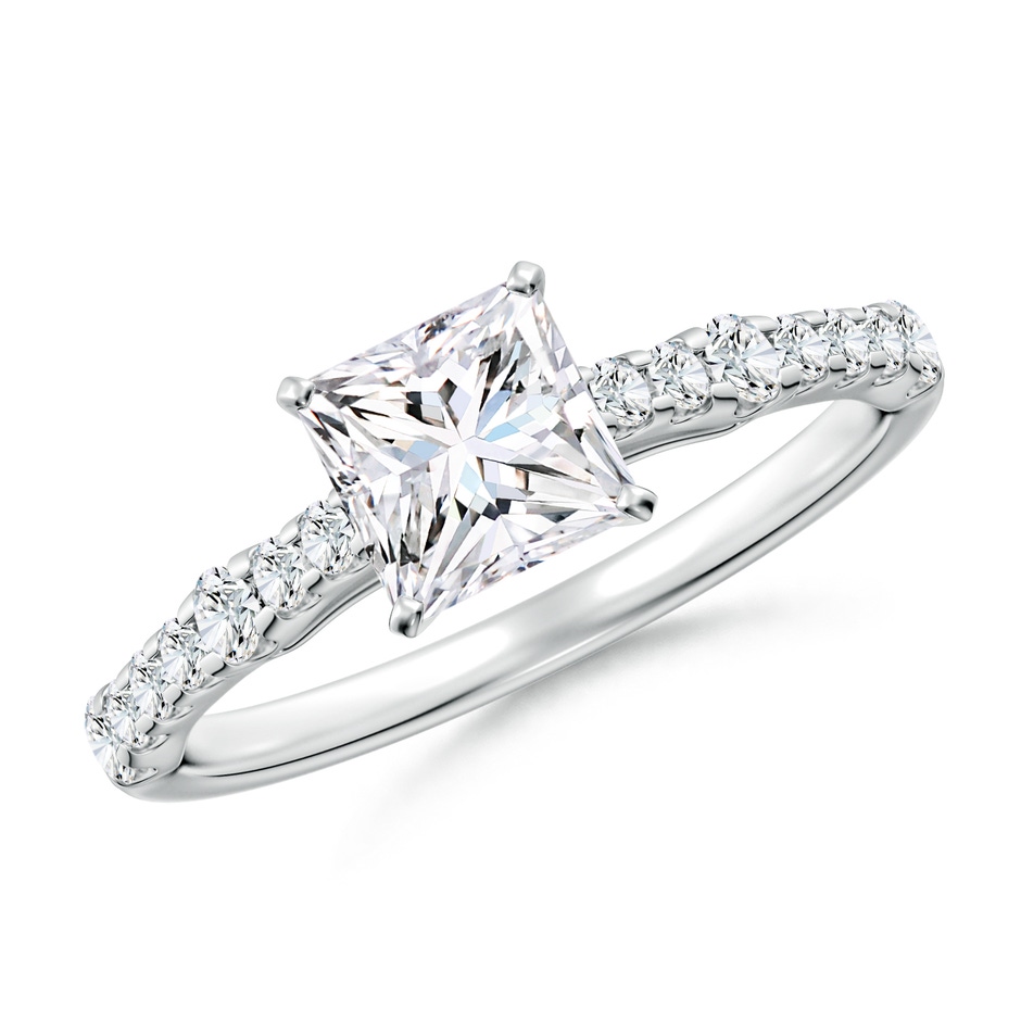 5.5mm FGVS Lab-Grown Solitaire Princess-Cut Diamond Station Engagement Ring in White Gold 