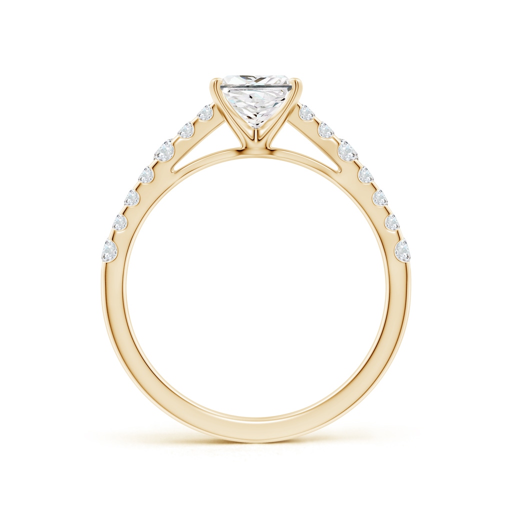 5.5mm FGVS Lab-Grown Solitaire Princess-Cut Diamond Station Engagement Ring in Yellow Gold - side 199