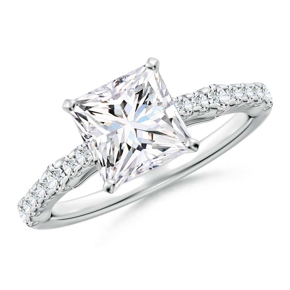 7mm FGVS Lab-Grown Solitaire Princess-Cut Diamond Station Engagement Ring in White Gold 