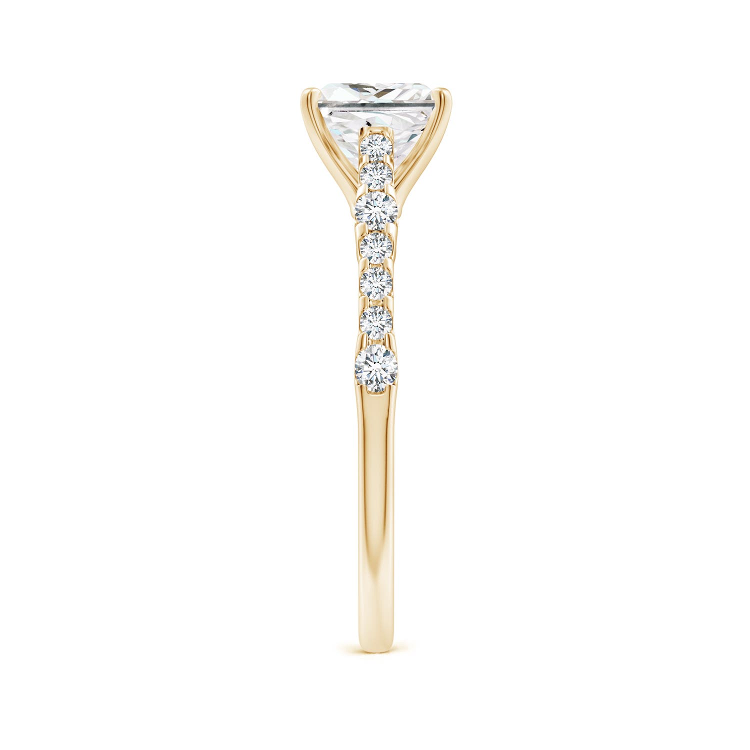 7mm FGVS Lab-Grown Solitaire Princess-Cut Diamond Station Engagement Ring in Yellow Gold - side 4