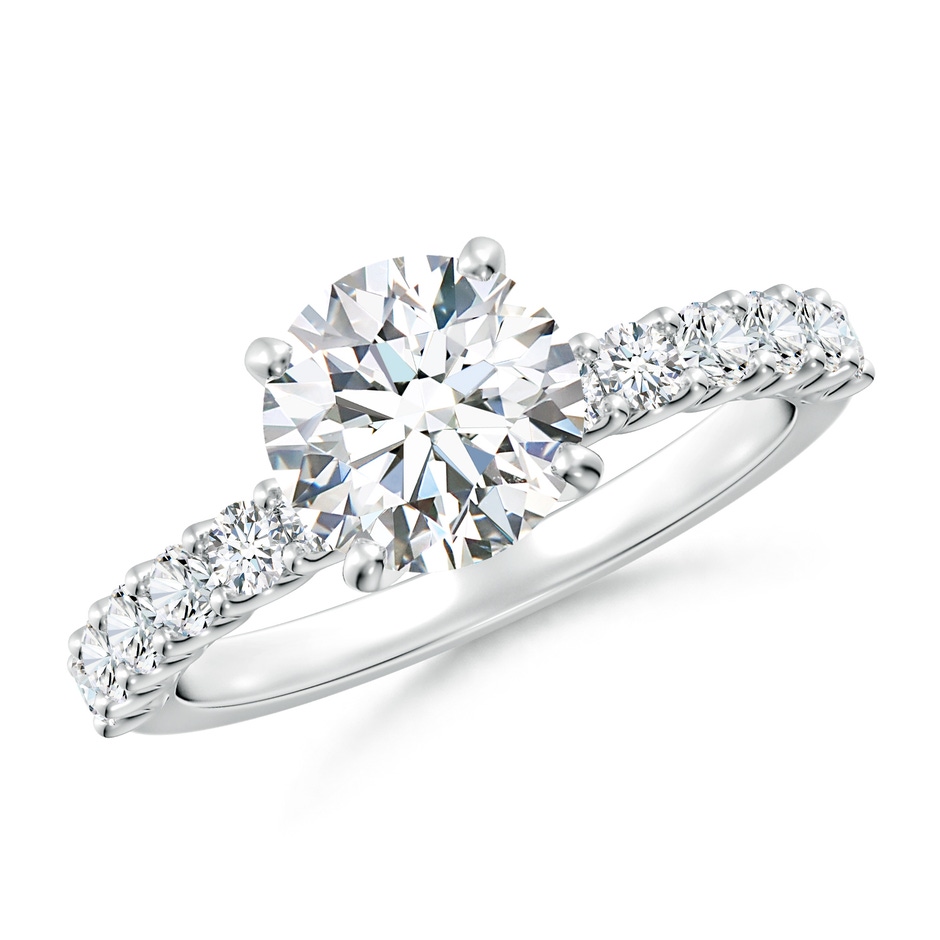 7.4mm FGVS Lab-Grown Round Diamond Solitaire Engagement Ring with Diamond Accents in P950 Platinum 