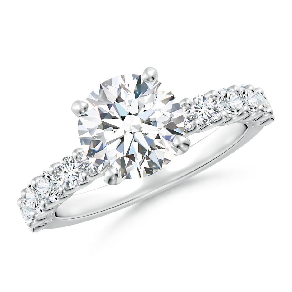 8mm FGVS Lab-Grown Round Diamond Solitaire Engagement Ring with Diamond Accents in White Gold 