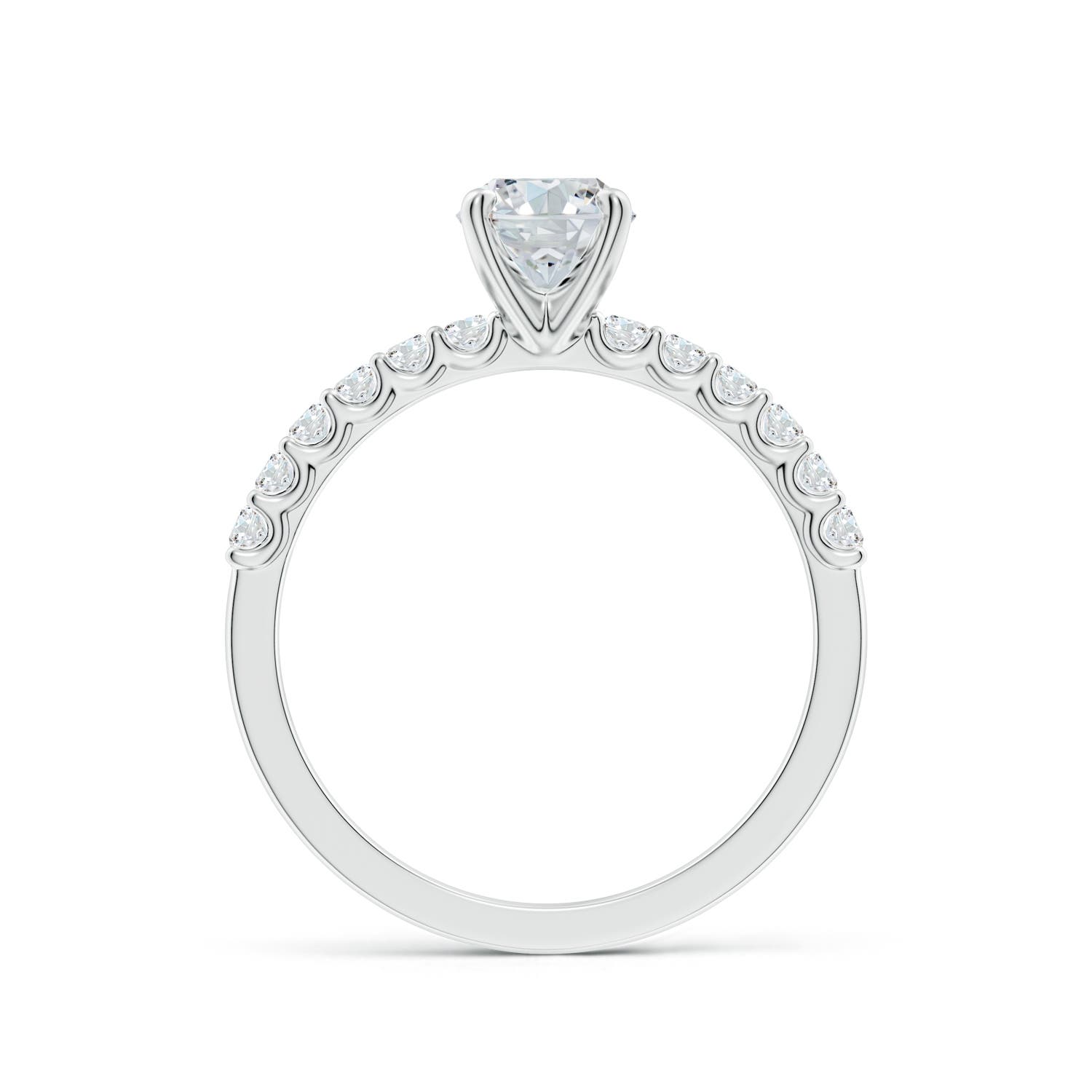 7.7x5.7mm FGVS Lab-Grown Oval Diamond Solitaire Engagement Ring with Diamond Accents in 18K White Gold - side 3