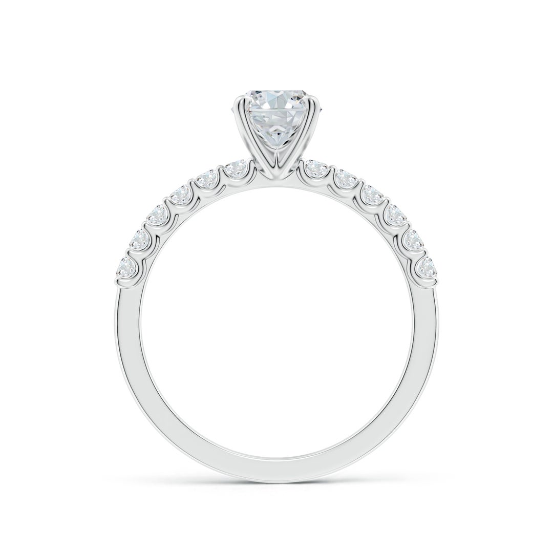 7.7x5.7mm FGVS Lab-Grown Oval Diamond Solitaire Engagement Ring with Diamond Accents in 18CT White Gold - side 3
