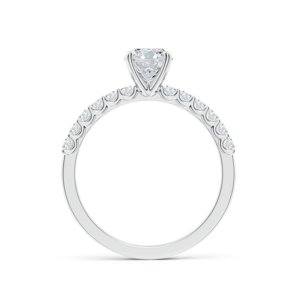 7.7x5.7mm FGVS Lab-Grown Oval Diamond Solitaire Engagement Ring with Diamond Accents in 18K White Gold - side 199