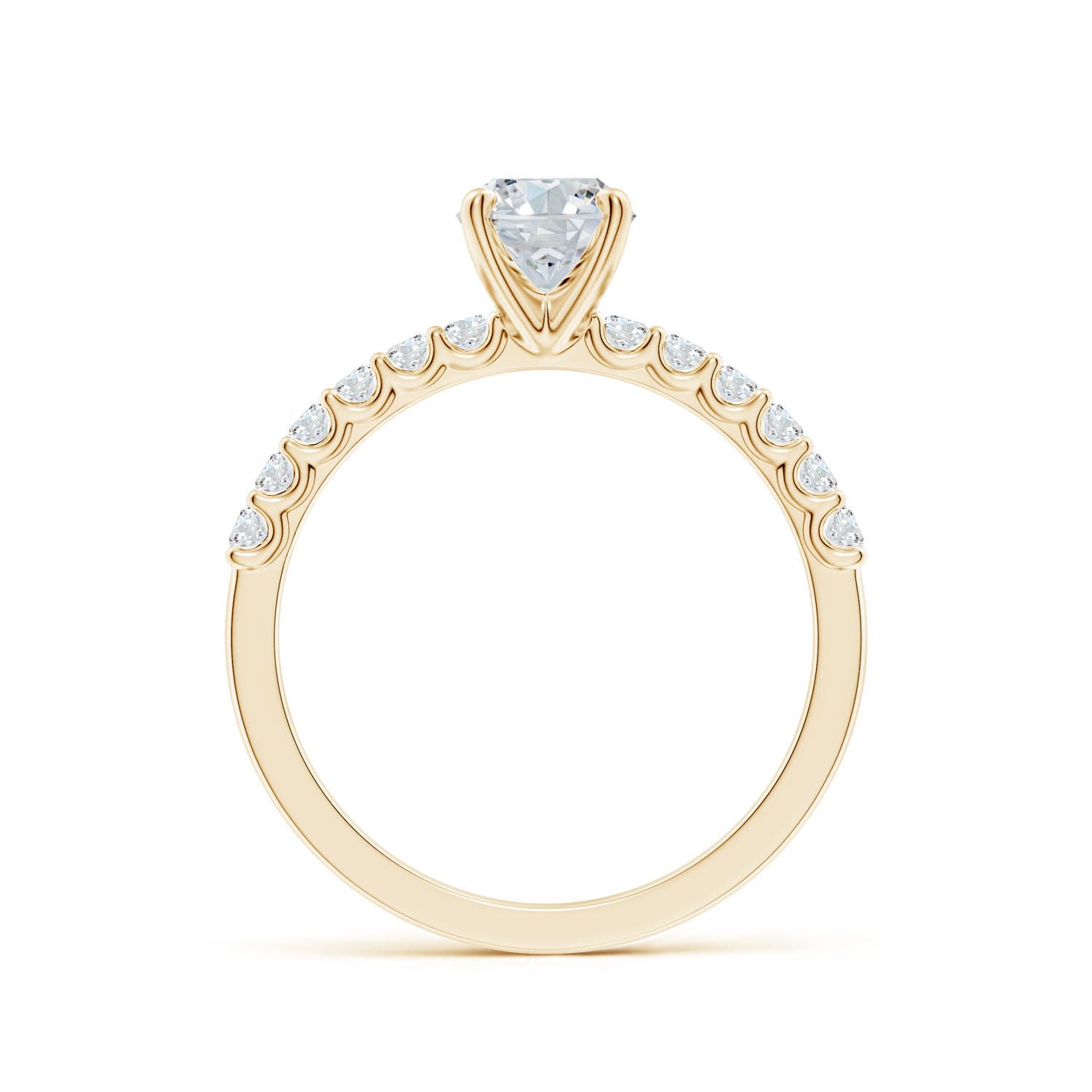 7.7x5.7mm FGVS Lab-Grown Oval Diamond Solitaire Engagement Ring with Diamond Accents in 18K Yellow Gold
