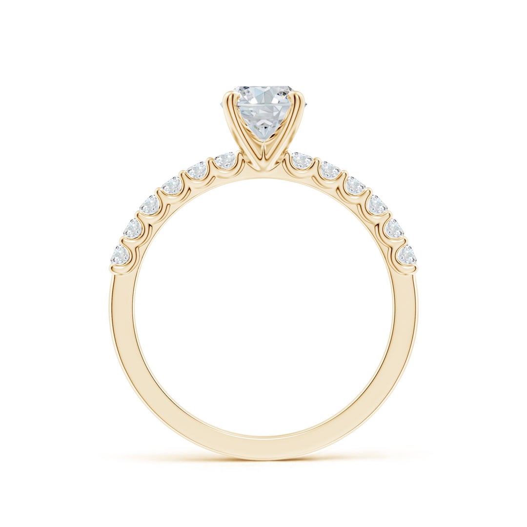 7.7x5.7mm FGVS Lab-Grown Oval Diamond Solitaire Engagement Ring with Diamond Accents in Yellow Gold - side 3