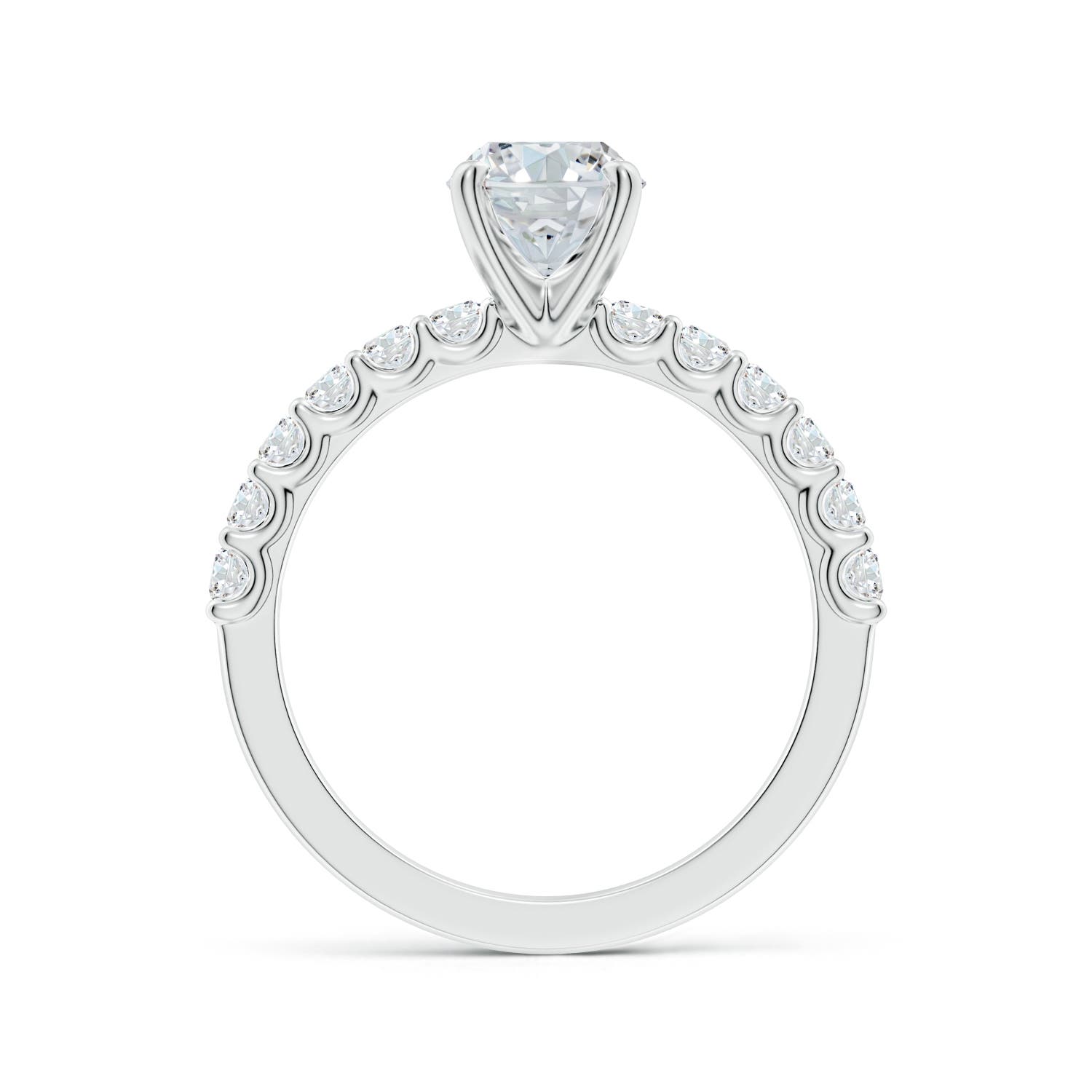 8.5x6.5mm FGVS Lab-Grown Oval Diamond Solitaire Engagement Ring with Diamond Accents in White Gold