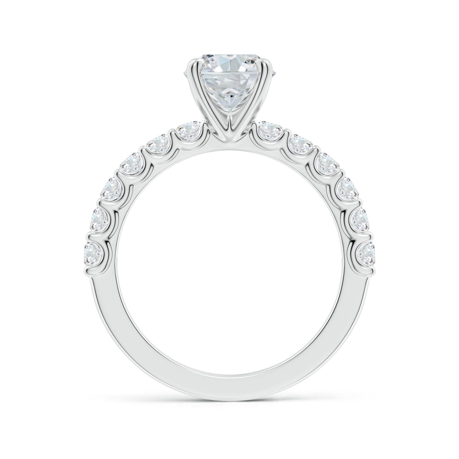 9x7mm FGVS Lab-Grown Oval Diamond Solitaire Engagement Ring with Diamond Accents in 18K White Gold