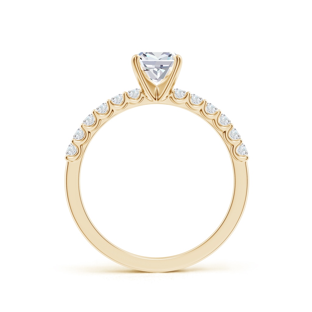 5.5mm FGVS Lab-Grown Cushion Diamond Solitaire Engagement Ring with Diamond Accents in Yellow Gold Side 199